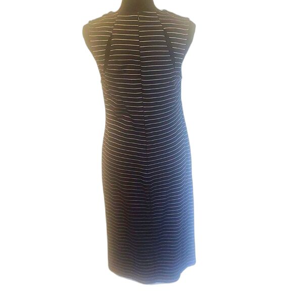 Ashley Stewart Black Stripe Quad Keyhole Full Zip Sheath Dress Size 14/16 - Picture 5 of 5
